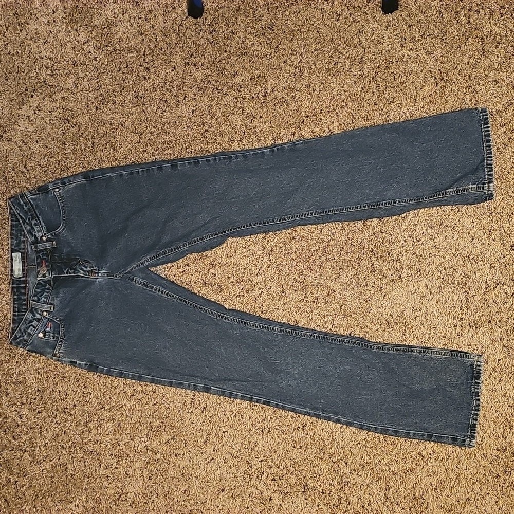 20x Wrangler western jeans bootcut, zipper fly blue denim excellent shape sz 1/2